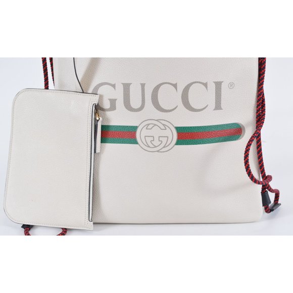 New Gucci Kids JUNIOR Logo Print Pebbled Leather Backpack Purse W/Pouch - Picture 4 of 12